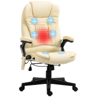 HOMCOM Massage Office Chair, Heated Reclining Computer Chair with 6 Vibration Points, Armrest and Remote, Beige(m-1)