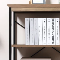 HOMCOM 2-Tier Shelf, Modern Style Bookshelf with Metal Frame for Living Room, Bedroom, and Office, Brown(m-8)