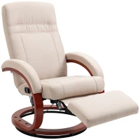 HOMCOM Manual Recliner Chair for Adults, Adjustable Swivel Recliner with Footrest, Padded Arms and Wood Base for Living Room, Beige(m-1)