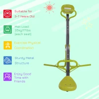 HOMCOM 360 Degree Outdoor Kids Spinning Seesaw, Playground Swivel Teeter Totter for Backyard, Kids 3-7 Years, Green(m-4)