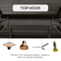 Outsunny 10' x 10' Hardtop Gazebo, Aluminum Frame Garden Sun Shelter with Double Tier Metal Roof, Mosquito Netting, Curtains, and Hanging Hook, Grey(m-5)