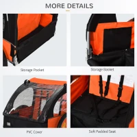 Aosom 2-Seat Child Bike Trailer for Kids with a Strong Steel Frame, 5-Point Safety Harnesses, & Comfortable Seat, Orange(m-6)