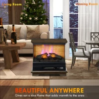 HOMCOM 26" Electric Fireplace Stove, 1400W Freestanding Fire Place Heater with Adjustable 3D Flame, Remote Control, Timer, Realistic Logs, Brown(m-8)