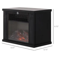 HOMCOM 14" 1000W Mini Standing Electric Fireplace Portable Heater with Overheating, Black(m-3)