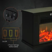 HOMCOM 14" 1000W Mini Standing Electric Fireplace Portable Heater with Overheating, Black(m-6)