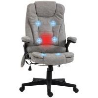 HOMCOM 6 Point Vibrating Massage Office Chair with Heat, Microfiber High Back Executive Office Chair with Reclining Backrest, Padded Armrests and Remote, Gray(m-1)
