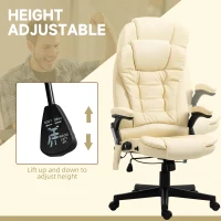 HOMCOM Massage Office Chair, Heated Reclining Computer Chair with 6 Vibration Points, Armrest and Remote, Beige(m-5)