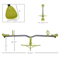 HOMCOM 360 Degree Outdoor Kids Spinning Seesaw, Playground Swivel Teeter Totter for Backyard, Kids 3-7 Years, Green(m-3)