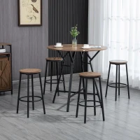 HOMCOM 5-Piece Bar Table and Chairs Set, Space Saving Dining Table & 4 Stools(m-2)