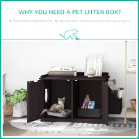 PawHut Wooden Cat Litter Box Enclosure, Hidden Cat Washroom, Kitten House with Nightstand End Table and Storage Rack Magnetic Doors, Brown(m-6)