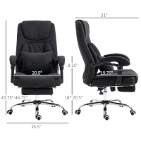 Vinsetto 3D Kneading Massage Office Chair with Reclining, Swivel Fabric Computer Chair with Footrest, Armrest, Black(m-3)
