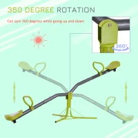 HOMCOM 360 Degree Outdoor Kids Spinning Seesaw, Playground Swivel Teeter Totter for Backyard, Kids 3-7 Years, Green(m-5)