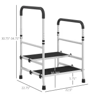 HOMCOM Adjustable Two-Step Bed Step Stool with Handle Storage for Elderly(m-3)