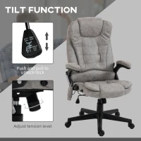 HOMCOM 6 Point Vibrating Massage Office Chair with Heat, Microfiber High Back Executive Office Chair with Reclining Backrest, Padded Armrests and Remote, Gray(m-5)