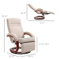 HOMCOM Manual Recliner Chair for Adults, Adjustable Swivel Recliner with Footrest, Padded Arms and Wood Base for Living Room, Beige(m-3)