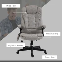 HOMCOM 6 Point Vibrating Massage Office Chair with Heat, Microfiber High Back Executive Office Chair with Reclining Backrest, Padded Armrests and Remote, Gray(m-9)