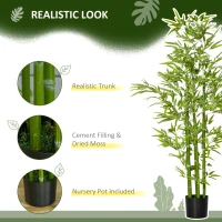 HOMCOM 5FT Artificial Bamboo Tree, Faux Decorative Plant in Nursery Pot for Indoor or   Décor(m-5)