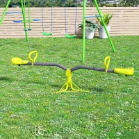 HOMCOM 360 Degree Outdoor Kids Spinning Seesaw, Playground Swivel Teeter Totter for Backyard, Kids 3-7 Years, Green(m-2)