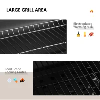 Outsunny BBQ Trolley Charcoal Grill Portable Stainless Steel Barbecue Tool Kits for Camping Hiking Picnic Backyard w/ Wheels and Side Shelf(m-5)