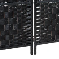 6-Panel Resin Wicker Room Divider - Folding Privacy Screen for Home Office, Indoor/Outdoor Use - Black(m-7)