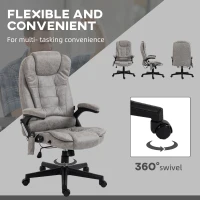 HOMCOM 6 Point Vibrating Massage Office Chair with Heat, Microfiber High Back Executive Office Chair with Reclining Backrest, Padded Armrests and Remote, Gray(m-8)
