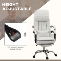 Vinsetto Executive Office Chair with Vibration Massage, Microfibre Swivel Desk Chair, Heated Reclining Computer Chair with Lumbar Support Pillow, Footrest, Cream White(m-5)