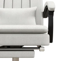 Vinsetto Executive Office Chair with Vibration Massage, Microfibre Swivel Desk Chair, Heated Reclining Computer Chair with Lumbar Support Pillow, Footrest, Cream White(m-9)