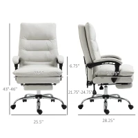Vinsetto Microfibre Executive Massage Office Chair,  Computer Desk Chair, Heated Reclining Chair with Footrest, Double-tier Padding, Swivel Wheels, Cream White(m-3)