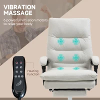 Vinsetto Microfibre Executive Massage Office Chair,  Computer Desk Chair, Heated Reclining Chair with Footrest, Double-tier Padding, Swivel Wheels, Cream White(m-4)
