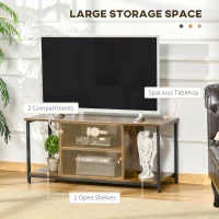 HOMCOM TV Stand for TVs Up to 55 Inches, TV Console with Open Storage Shelves, Entertainment Center for Living Room, Rustic Brown(m-4)