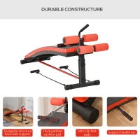 Soozier Training Bench Sit-Up Bench Abdominal Trainer Multifunction With Training Bands Fitness Steel Black(m-6)