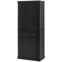 HOMCOM 72.5" Kitchen Cabinet, Pantry Storage Cabinet with Doors and Shelves, Freestanding Food Pantry Cabinet, Black