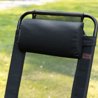 Outsunny Set of 4 Camping Chairs, Outdoor Folding Lounge Chair Set with 5 Level Adjustable Backrest, Removable Headrest, Armrest for Camping, Backyard, Black(m-9)