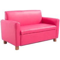 Qaba 33" Kids Sofa Loveseat Child Upholstered Couch Chair Armchair Children's Furniture with Storage Compartment for Girls Bedroom Living Room Pink(m-2)