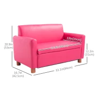 Qaba 33" Kids Sofa Loveseat Child Upholstered Couch Chair Armchair Children's Furniture with Storage Compartment for Girls Bedroom Living Room Pink(m-3)