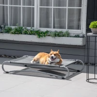PawHut Elevated Dog Bed, Pet Cot, Steel Frame and Breathable Mesh Surface, for Extra Large Dogs, Indoor or Outdoor Use, Grey(m-1)