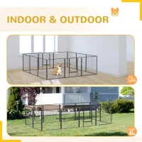 PawHut 24 Panel Dog Playpen for Small and Medium Dogs with Lockable Door, 15.7' x 15.7' x 2.6'(m-7)