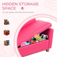 Qaba 33" Kids Sofa Loveseat Child Upholstered Couch Chair Armchair Children's Furniture with Storage Compartment for Girls Bedroom Living Room Pink(m-4)