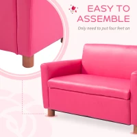 Qaba 33" Kids Sofa Loveseat Child Upholstered Couch Chair Armchair Children's Furniture with Storage Compartment for Girls Bedroom Living Room Pink(m-6)