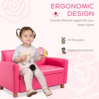 Qaba 33" Kids Sofa Loveseat Child Upholstered Couch Chair Armchair Children's Furniture with Storage Compartment for Girls Bedroom Living Room Pink(m-5)