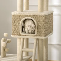 PawHut 51.5" Huge Cat Tree Kitty Activity Center Cat Climbing Toy Pet Furniture w/ Sisal Scratching Post Ladder Windmill Toy(m-7)