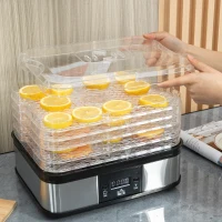 HOMCOM Food Dehydrator Machine with Adjustable Timer, Temperature Control, Digital Display, Food Dryer Machine for Snack, Fruit, Jerky, Meat, Herbs, Dog Treats, 245W, BPA Free(m-9)