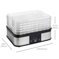 HOMCOM Food Dehydrator Machine with Adjustable Timer, Temperature Control, Digital Display, Food Dryer Machine for Snack, Fruit, Jerky, Meat, Herbs, Dog Treats, 245W, BPA Free(m-3)
