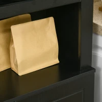 HOMCOM 72" Kitchen Buffet with Hutch, Freestanding Cupboard, Pantry with 6-Tier Shelving, 2 Doors Cabinet with Adjustable Shelves, Black, Wood Grain(m-10)