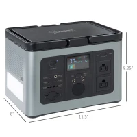 Outsunny Portable Power Station, 614Wh Outdoor Generator, LiFePO4 Battery with PD Fast Fully Charging, 2x110V/600W Pure Sine Wave AC Outlets, Power Supply for Road Trip Camping, Outdoor Adventure(m-3)
