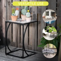 Outsunny Outdoor Mosaic Side Accent Table Indoor Coffee End Table C Shape Frame Patio Plant Stand for Garden Pool(m-6)