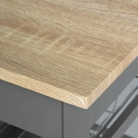 HOMCOM Mobile Kitchen Cart, Rolling Kitchen Island with Storage, Solid Wood Frame Utility Cart with Wire Fruit Baskets, Trays and Drawer, Gray(m-9)