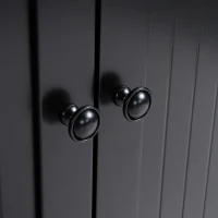 HOMCOM 47" Fluted-Style Wooden Kitchen Island, Kitchen Countertop Storage Cabinet with Drop Leaf, Drawer, Open Shelves, Storage, Black(m-9)