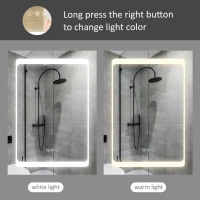 kleankin LED Lighted Medicine Cabinet with Mirror, Wall-Mounted Plug-In Bathroom Organizer with 3 Storage Shelves(m-6)