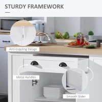 HOMCOM 47" Fluted-Style Wooden Kitchen Island, Kitchen Countertop Storage Cabinet with Drop Leaf, Drawer, Open Shelves, Storage, White(m-7)